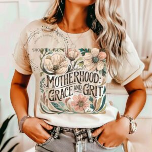 Boho Foral Mom PNG, Motherhood Png, Mom Sublimation Designs, Mother's Day Png, Retro Png, Instant DIGITAL, Grace and Grit Png, Mama Png