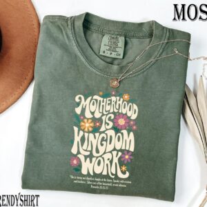 Comfort Colors Motherhood is Kingdom Work Shirt, Christian Mom Shirt, Retro Christian Mom T Shirt, Christian Mothers Day Shirt, Bible Shirt