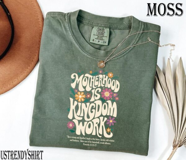 Comfort Colors Motherhood is Kingdom Work Shirt, Christian Mom Shirt, Retro Christian Mom T Shirt, Christian Mothers Day Shirt, Bible Shirt