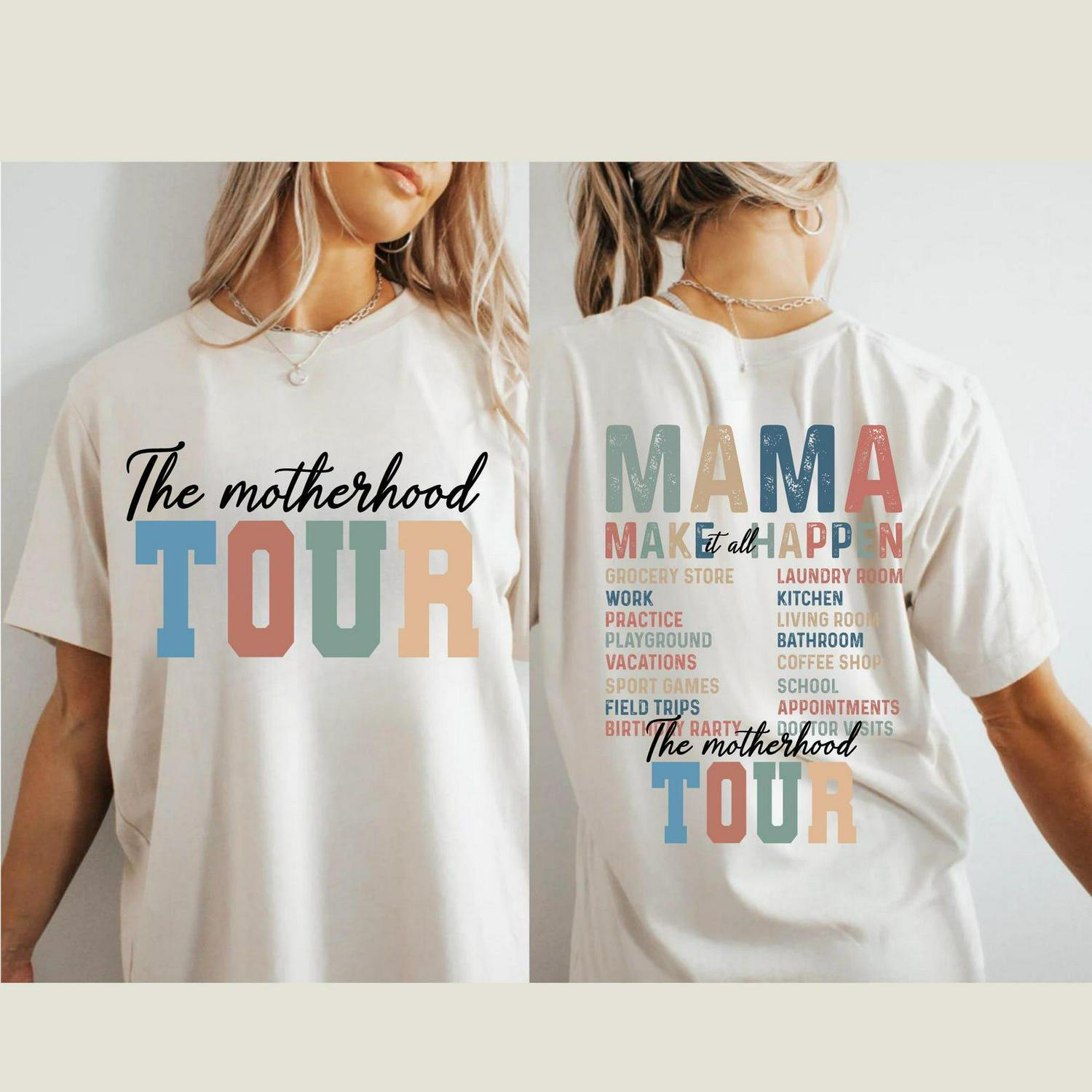 Comfort Colors The Motherhood Tour Shirt, Trendy Mom Life Shirt, Gift for Mama, Mother's Day Tee, Front and Back Print Mom Shirt - Image 2