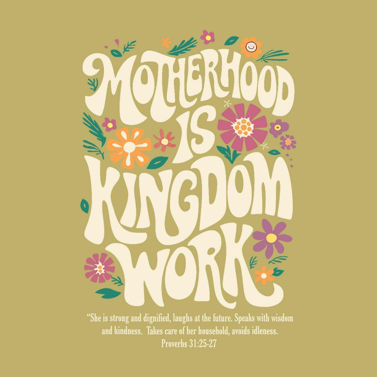 Floral Vintage Motherhood is Kingdom Work Mama Mothers Day Digital Png, Retro Christian Mom T Shirt, Christian Mothers Day Shirt - Image 2